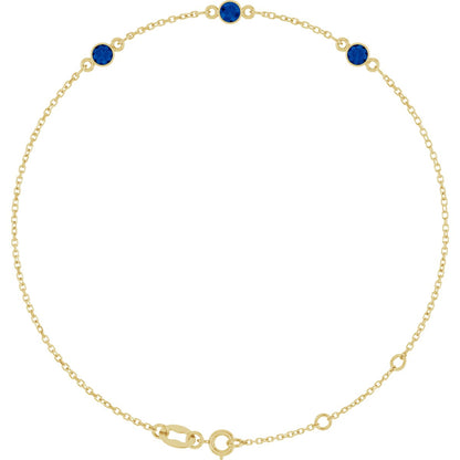 Lab-Grown Ruby Bezel-Set Bracelet - Yellow Gold - Lab Grown Diamond