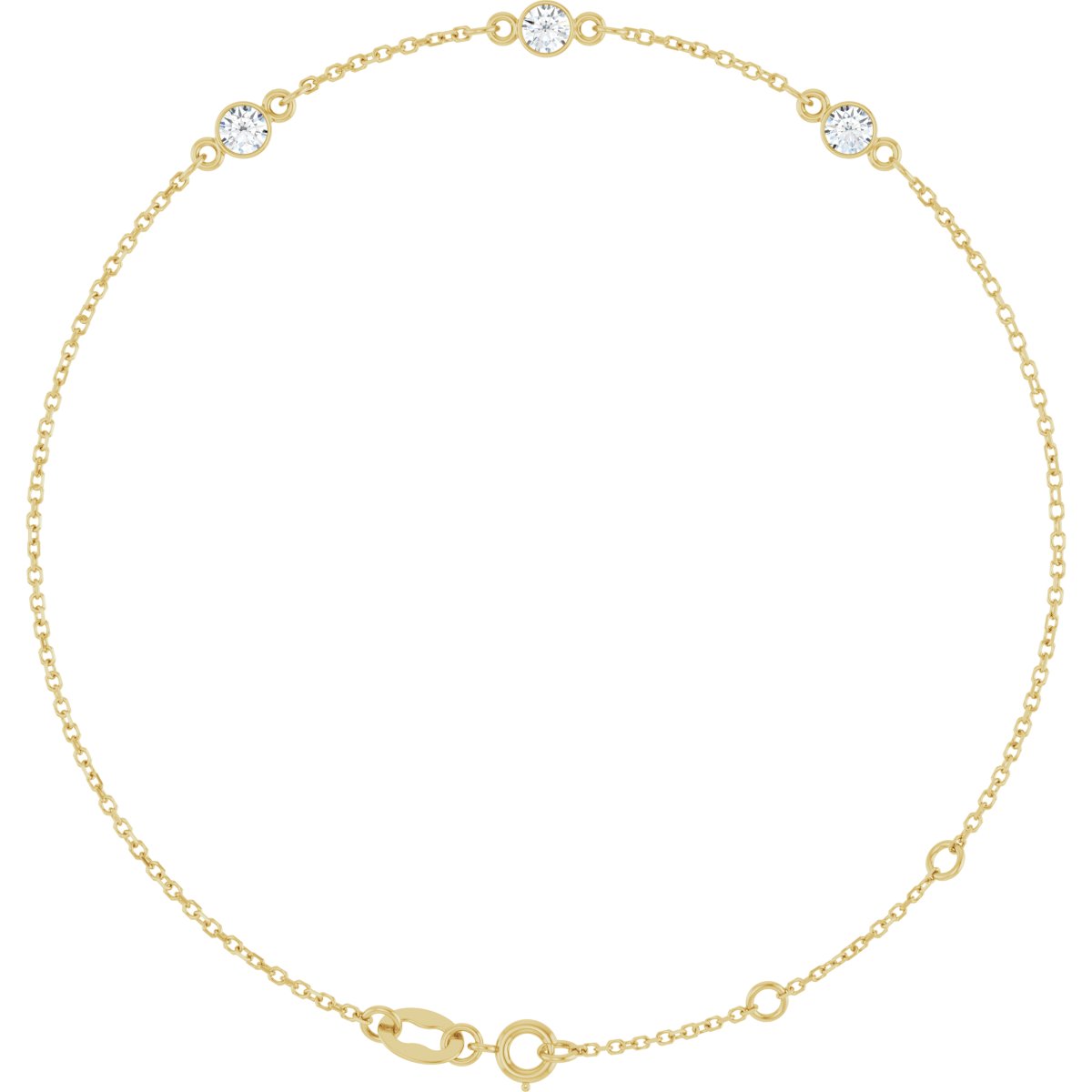Lab-Grown Blue Sapphire Bezel-Set Bracelet - Yellow Gold - Lab Grown Diamond