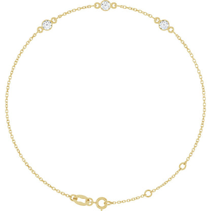 Lab-Grown Blue Sapphire Bezel-Set Bracelet - Yellow Gold - Lab Grown Diamond