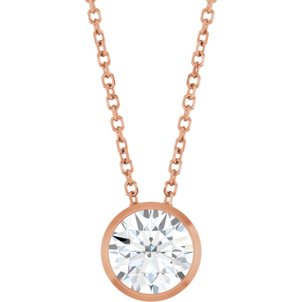 1 Ct Lab-Grown Diamond Solitaire Necklace - Rose Gold - Lab Grown Diamond