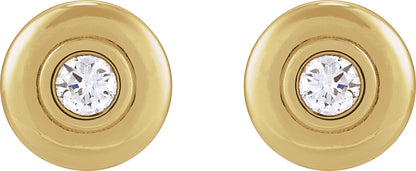 1/5 Ctw Lab-Grown Diamond Puffed Bezel-Set Stud Earrings - Yellow Gold - Lab Grown Diamond