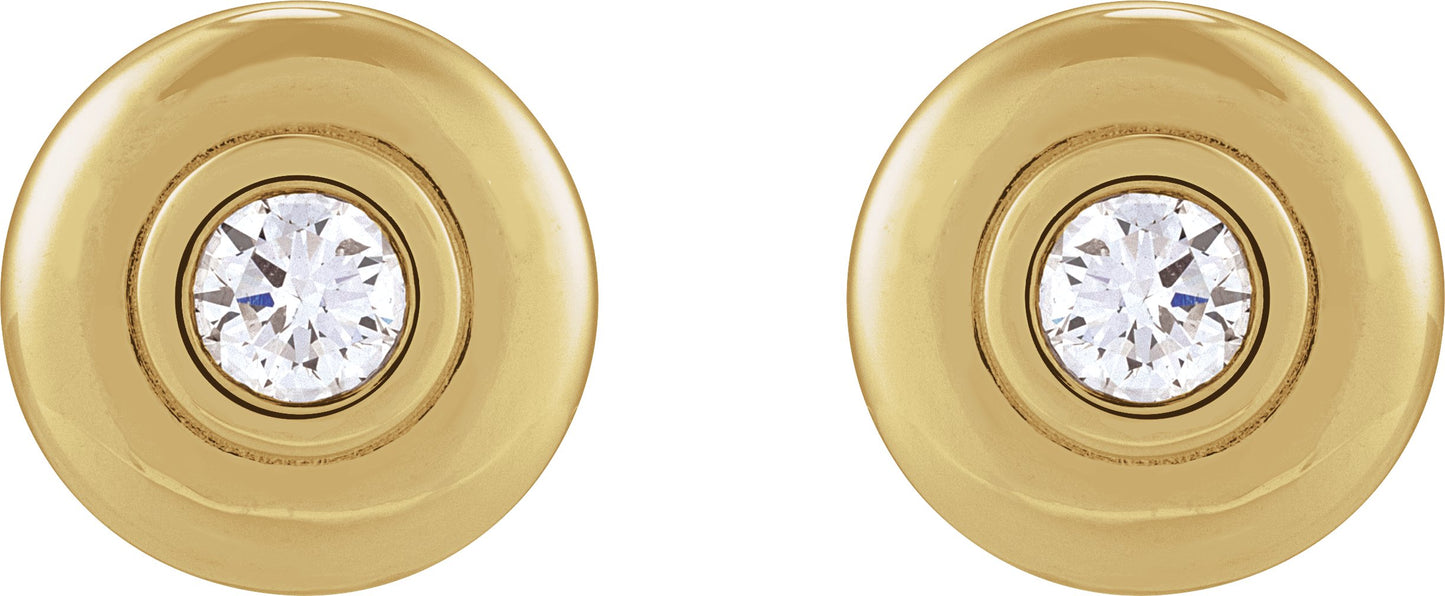 1/2 Ctw Lab-Grown Diamond Puffed Bezel-Set Stud Earrings - Yellow Gold - Lab Grown Diamond