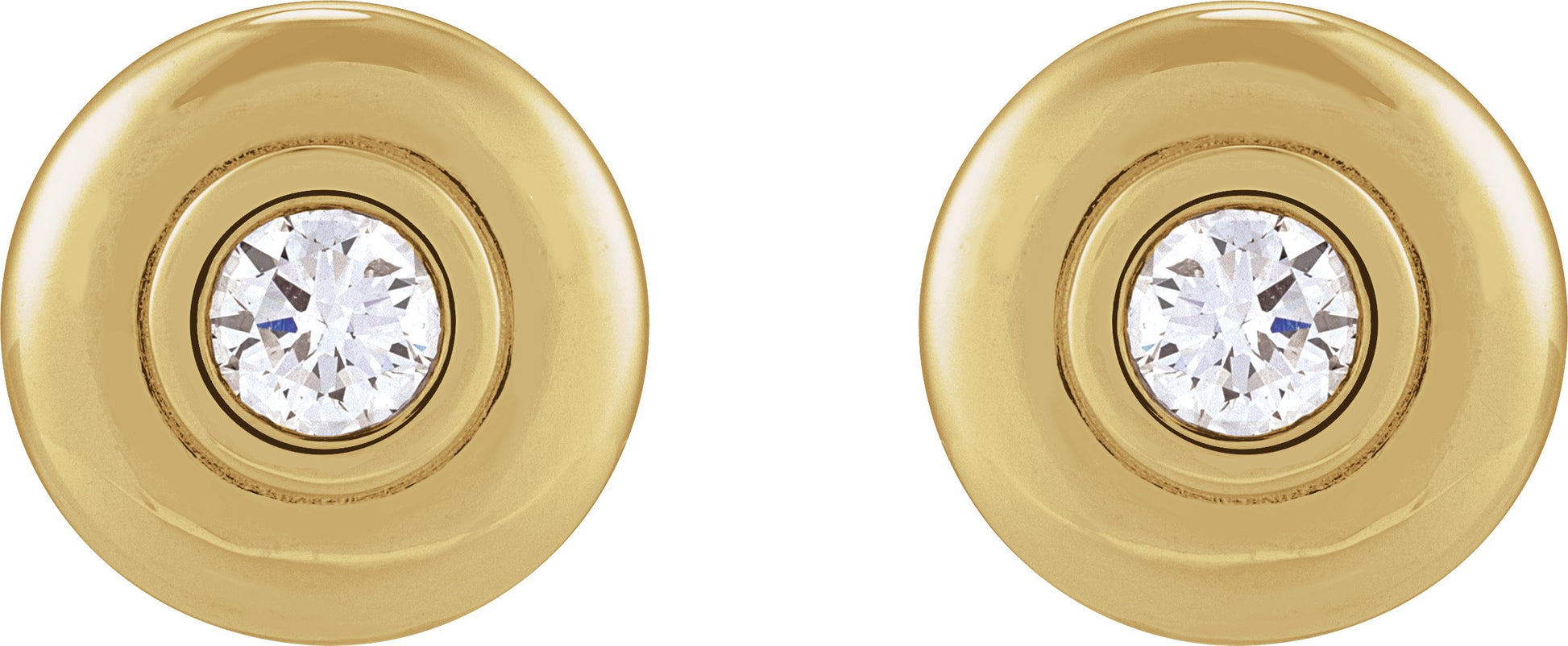 1/2 Ctw Lab-Grown Diamond Puffed Bezel-Set Stud Earrings - Yellow Gold - Lab Grown Diamond
