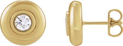 1/2 Ctw Lab-Grown Diamond Puffed Bezel-Set Stud Earrings