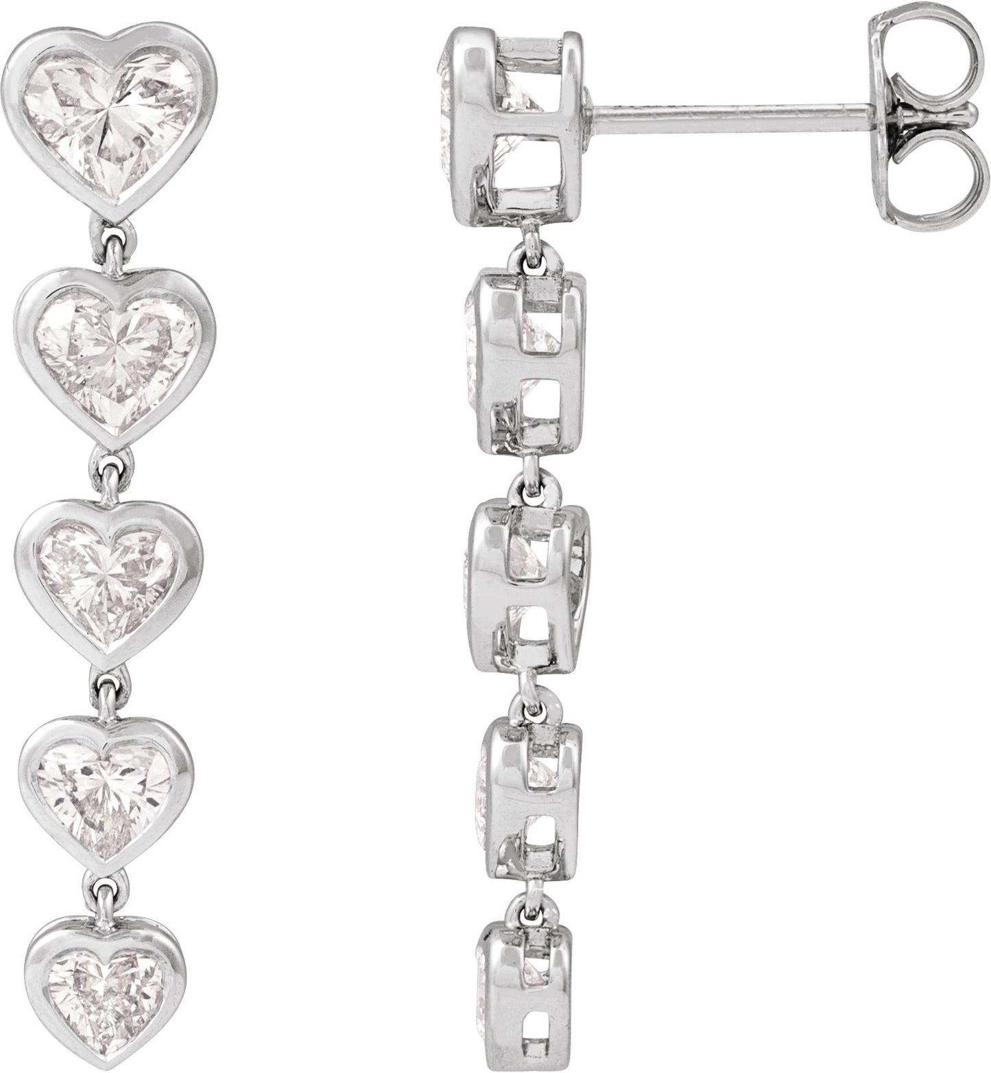 2 3/4 Ctw Heart Lab-Grown Diamond Dangle Earrings