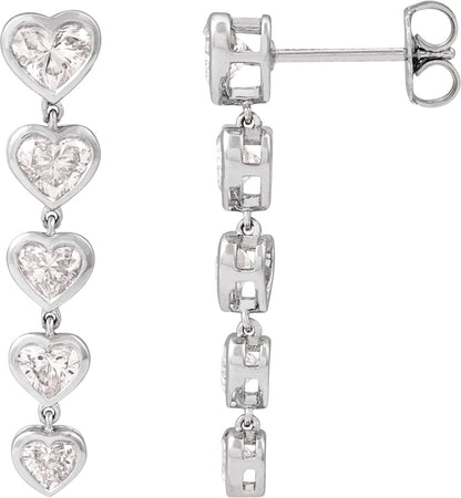 2 3/4 Ctw Heart Lab-Grown Diamond Dangle Earrings