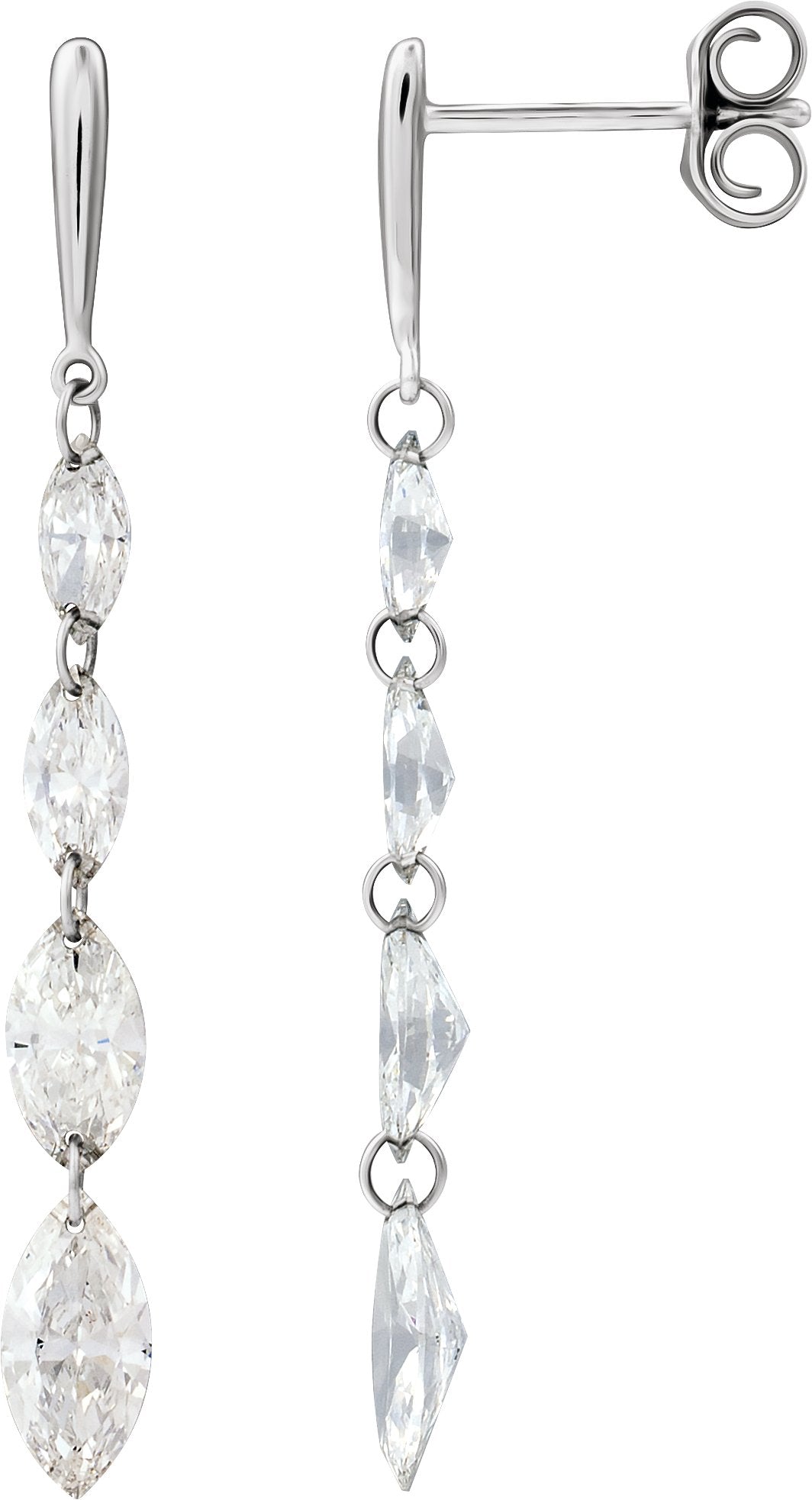 1 1/2 Ctw Marquise Lab-Grown Diamond Drilled Diamond Earrings