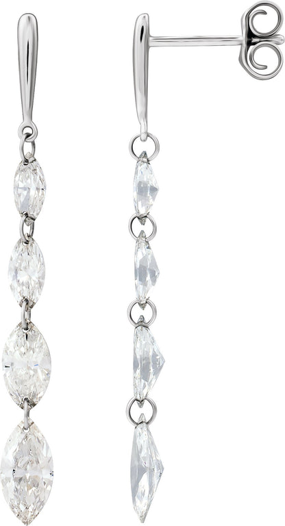 1 1/2 Ctw Marquise Lab-Grown Diamond Drilled Diamond Earrings