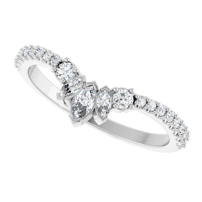 1/3 Ctw Marquise Lab-Grown Diamond Contour Band - White Gold - Lab Grown Diamond