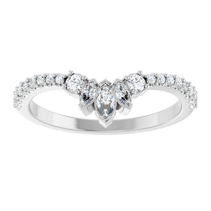 1/3 Ctw Marquise Lab-Grown Diamond Contour Band - White Gold - Lab Grown Diamond