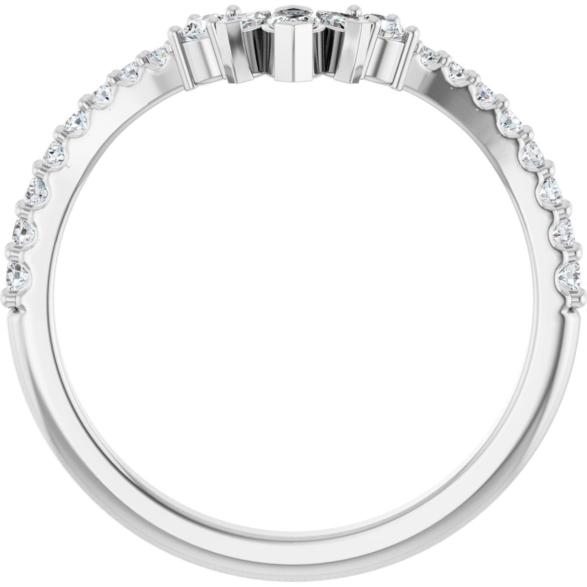 1/3 Ctw Marquise Lab-Grown Diamond Contour Band - White Gold - Lab Grown Diamond