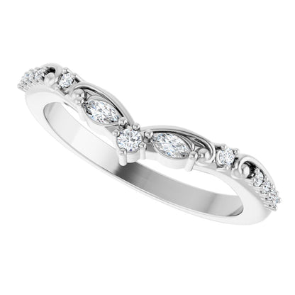 1/6 Ctw Marquise Lab-Grown Diamond Contour Band - White Gold - Lab Grown Diamond