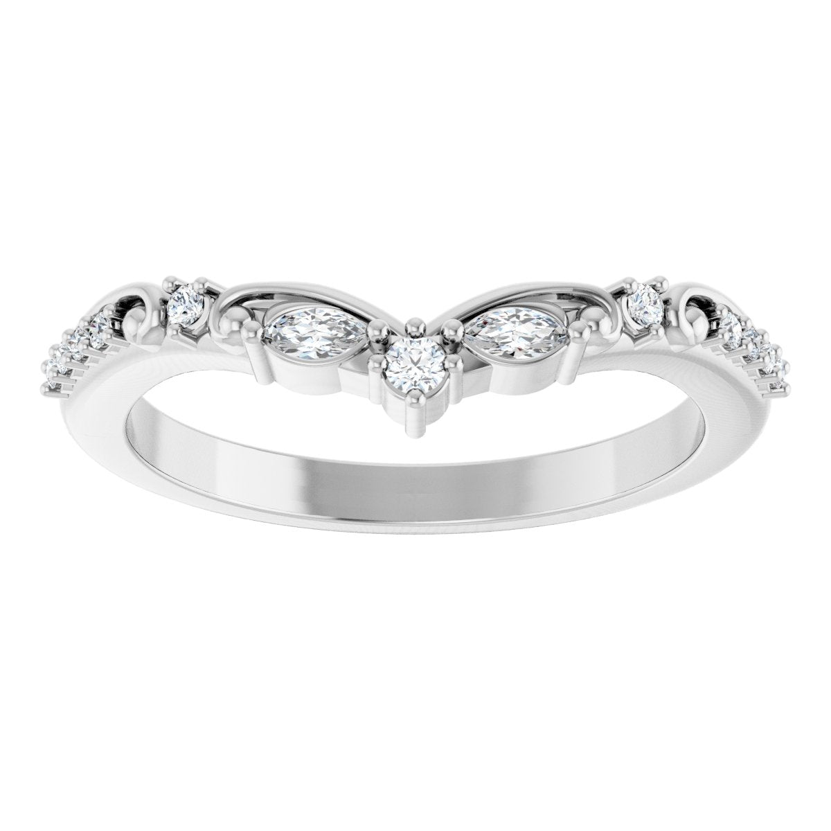 1/6 Ctw Marquise Lab-Grown Diamond Contour Band - White Gold - Lab Grown Diamond