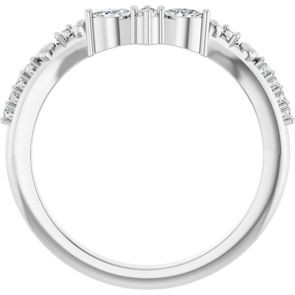 1/6 Ctw Marquise Lab-Grown Diamond Contour Band - White Gold - Lab Grown Diamond