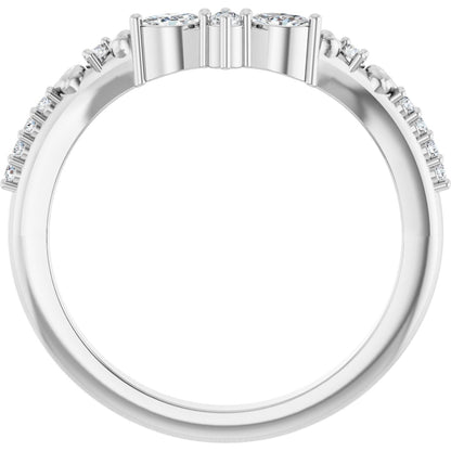 1/6 Ctw Marquise Lab-Grown Diamond Contour Band - White Gold - Lab Grown Diamond