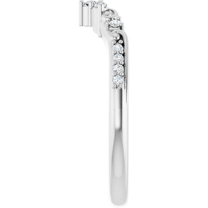 1/6 Ctw Marquise Lab-Grown Diamond Contour Band - White Gold - Lab Grown Diamond