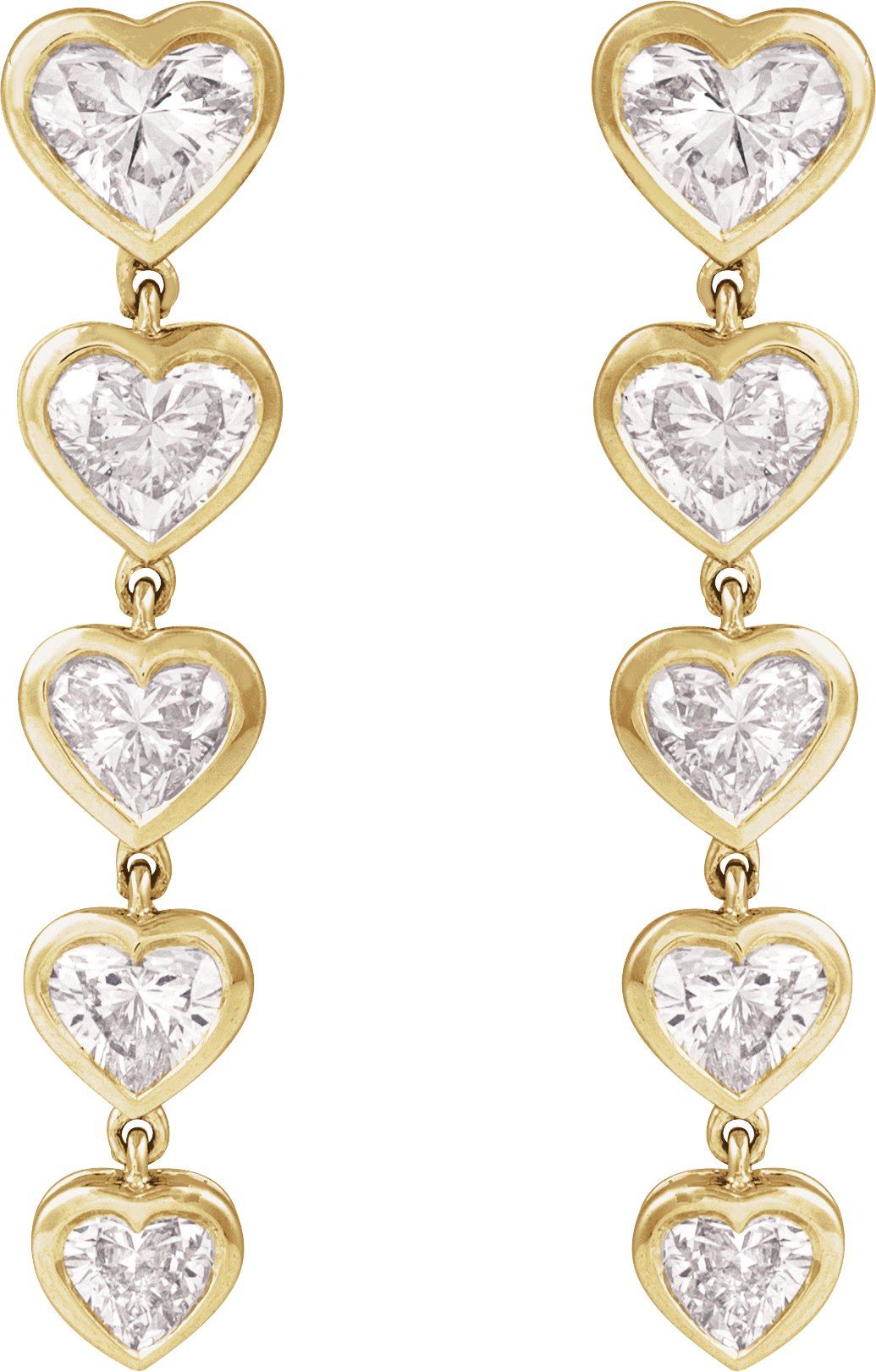 2 3/4 Ctw Heart Lab-Grown Diamond Dangle Earrings - Yellow Gold - Lab Grown Diamond