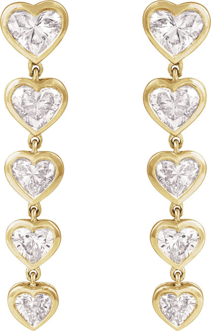 2 3/4 Ctw Heart Lab-Grown Diamond Dangle Earrings - Yellow Gold - Lab Grown Diamond