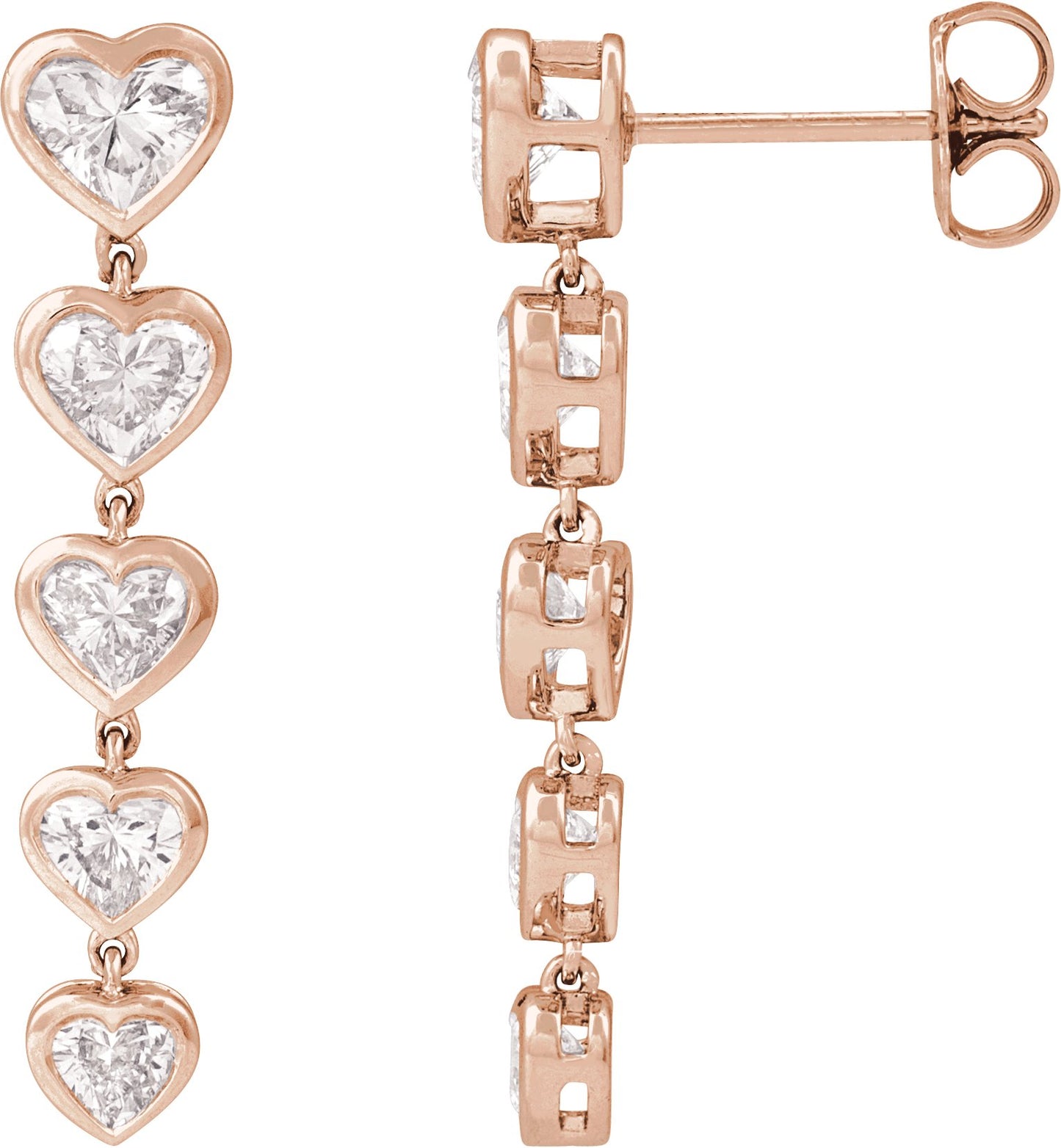 2 3/4 Ctw Heart Lab-Grown Diamond Dangle Earrings