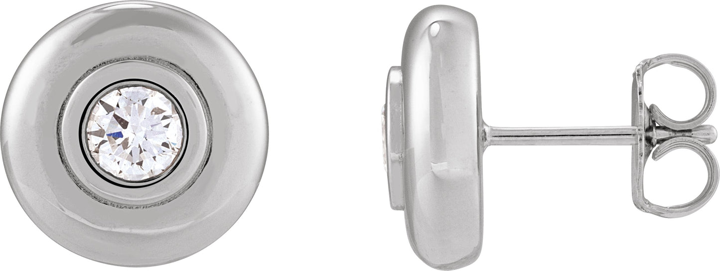 1/2 Ctw Lab-Grown Diamond Puffed Bezel-Set Stud Earrings