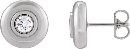 1/5 Ctw Lab-Grown Diamond Puffed Bezel-Set Stud Earrings