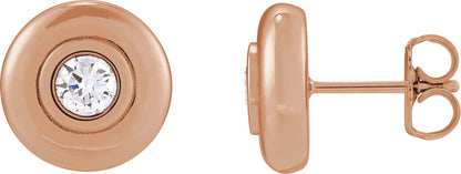 1/2 Ctw Lab-Grown Diamond Puffed Bezel-Set Stud Earrings - Lab Grown Diamond