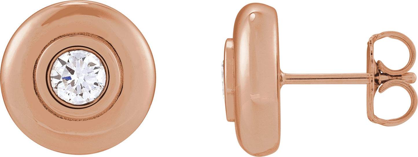 1/5 Ctw Lab-Grown Diamond Puffed Bezel-Set Stud Earrings - Rose Gold - Lab Grown Diamond