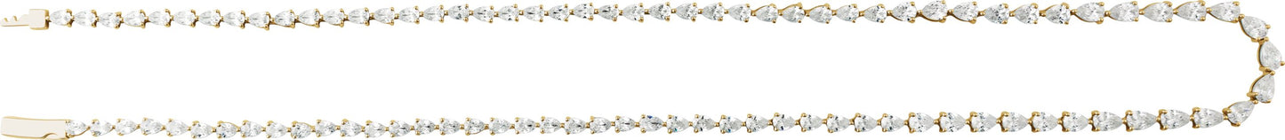10 Ctw Pear Lab-Grown Diamond Line Necklace - Yellow Gold - Lab Grown Diamond