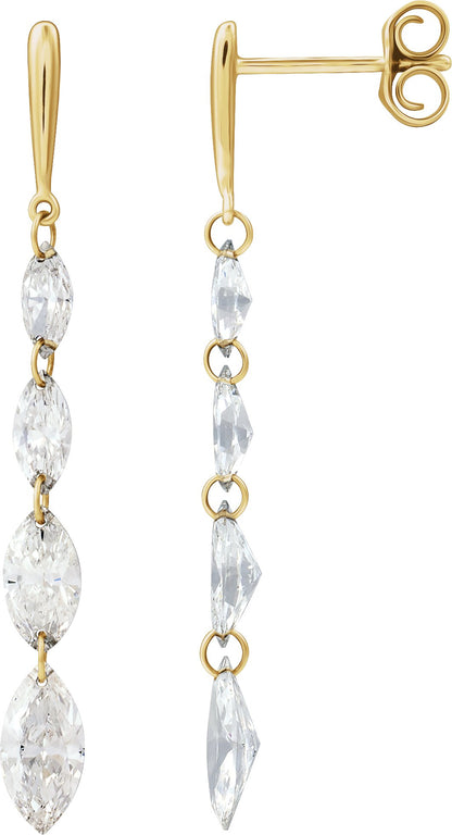 1 1/2 Ctw Marquise Lab-Grown Diamond Drilled Diamond Earrings - Lab Grown Diamond