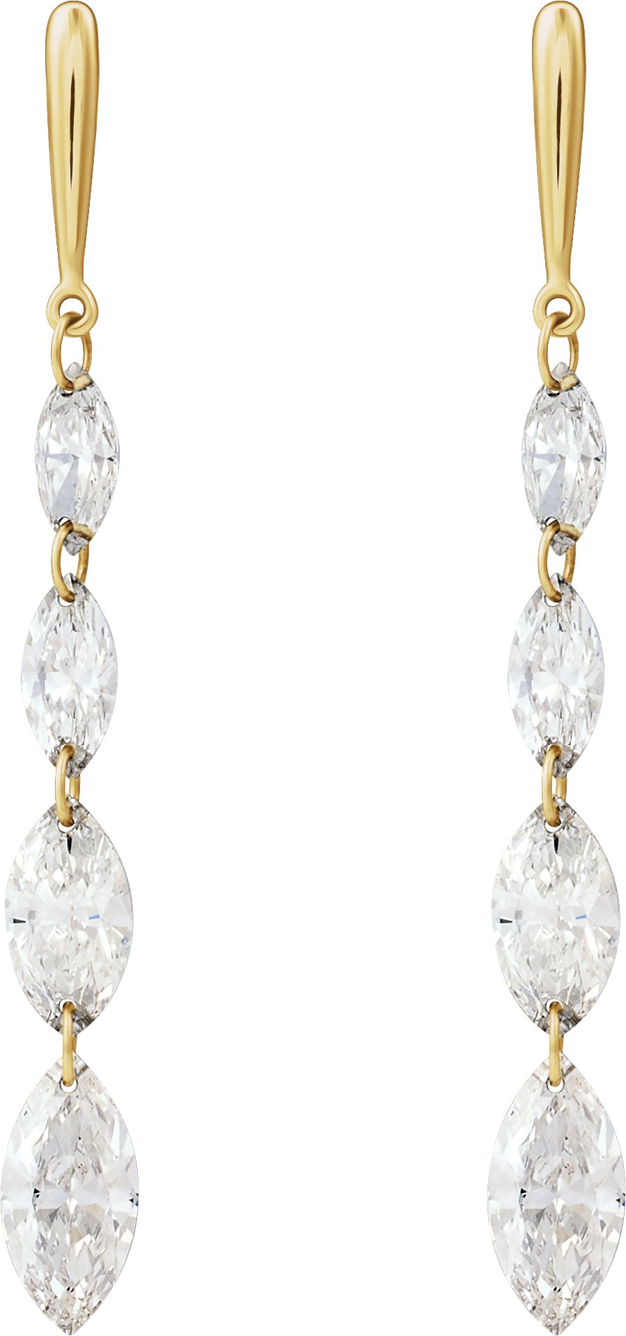 1 1/2 Ctw Marquise Lab-Grown Diamond Drilled Diamond Earrings - Yellow Gold - Lab Grown Diamond