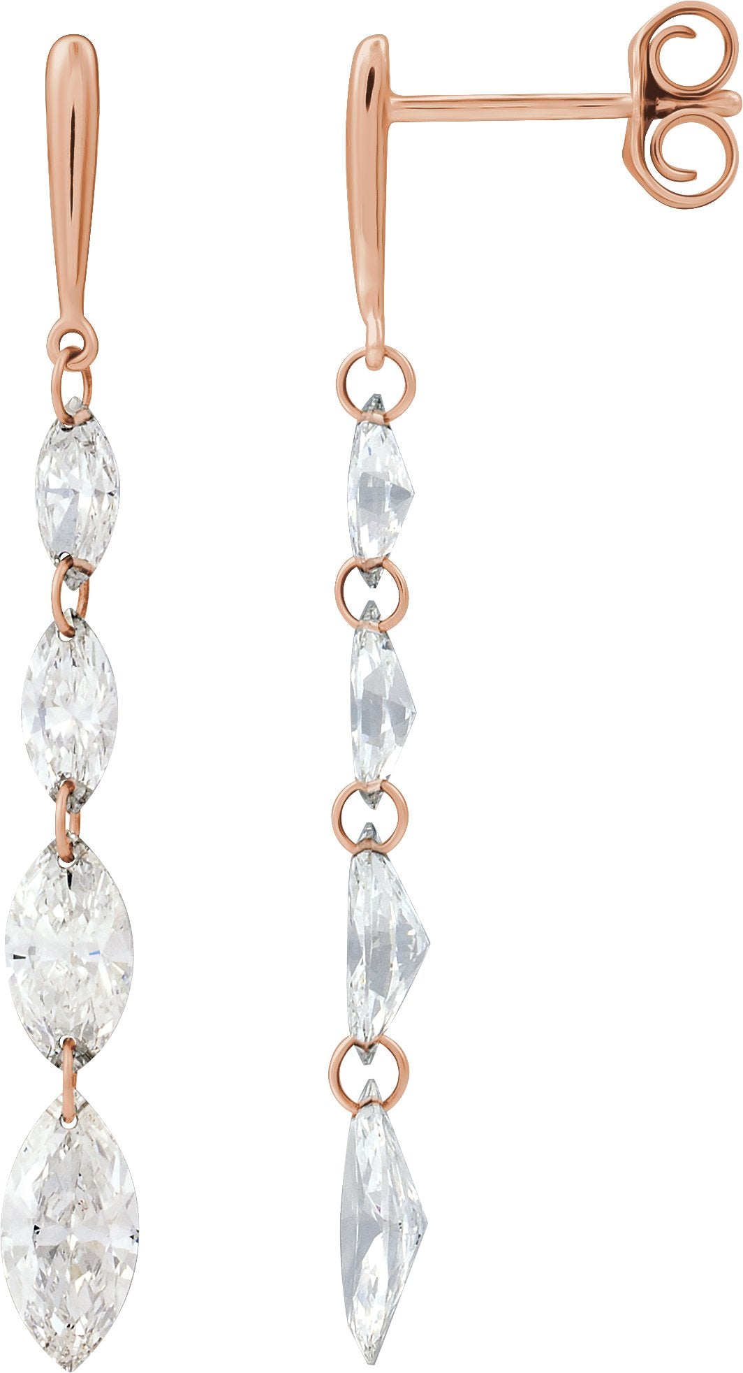 1 1/2 Ctw Marquise Lab-Grown Diamond Drilled Diamond Earrings