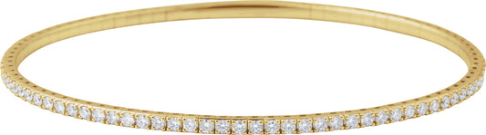 1 Ctw Lab-Grown Diamond Flexible Half Bangle Bracelet - Yellow Gold - Lab Grown Diamond