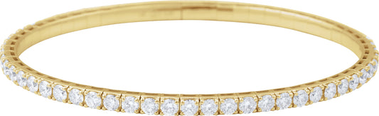 3 Ctw Lab-Grown Diamond Flexible Full Bangle Bracelet - Yellow Gold - Lab Grown Diamond