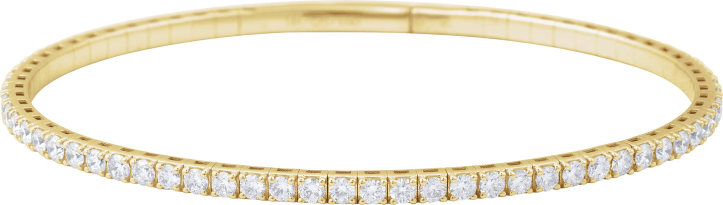 2 Ctw Lab-Grown Diamond Flexible Full Bangle Bracelet - Yellow Gold - Lab Grown Diamond