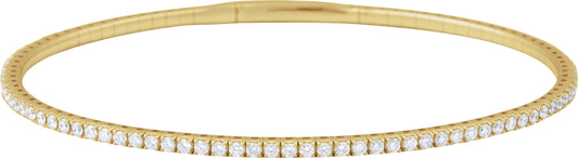 1 1/2 Ctw Lab-Grown Diamond Flexible Full Bangle Bracelet - Yellow Gold - Lab Grown Diamond