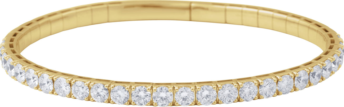 2 Ctw Lab-Grown Diamond Flexible Half Bangle Bracelet - Yellow Gold - Lab Grown Diamond