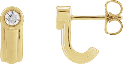 1/5 Ctw Lab-Grown Diamond Solitaire J Hoop Earrings