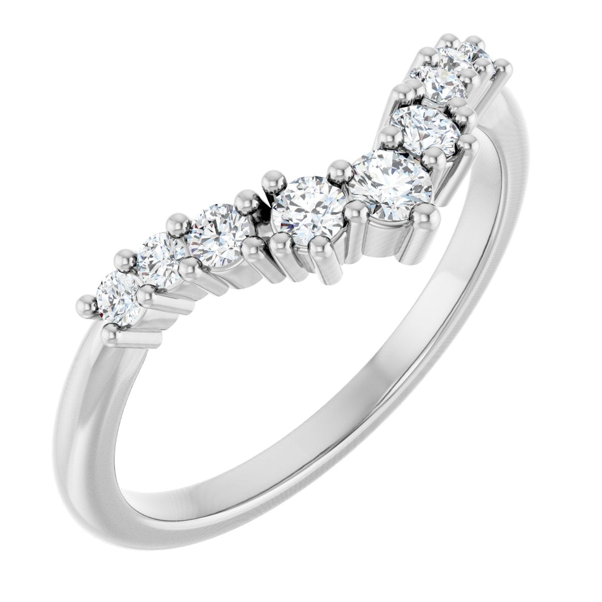 1/4 Ctw Lab-Grown Diamond Contour Band - White Gold - Lab Grown Diamond