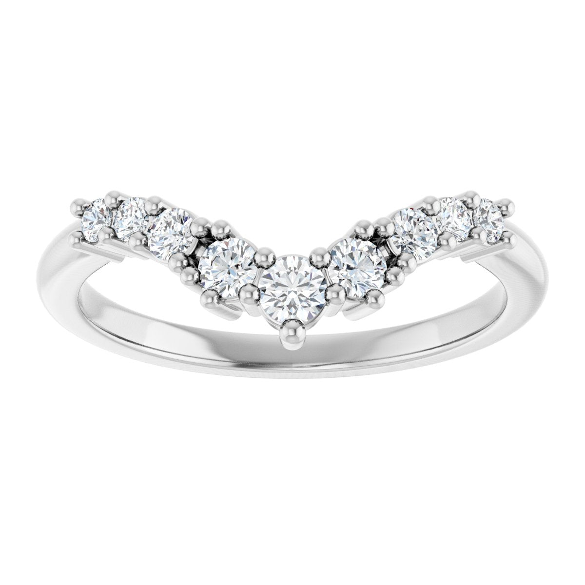 1/4 Ctw Lab-Grown Diamond Contour Band - White Gold - Lab Grown Diamond