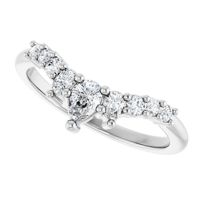 1/2 Ctw Pear Lab-Grown Diamond Contour Band - White Gold - Lab Grown Diamond