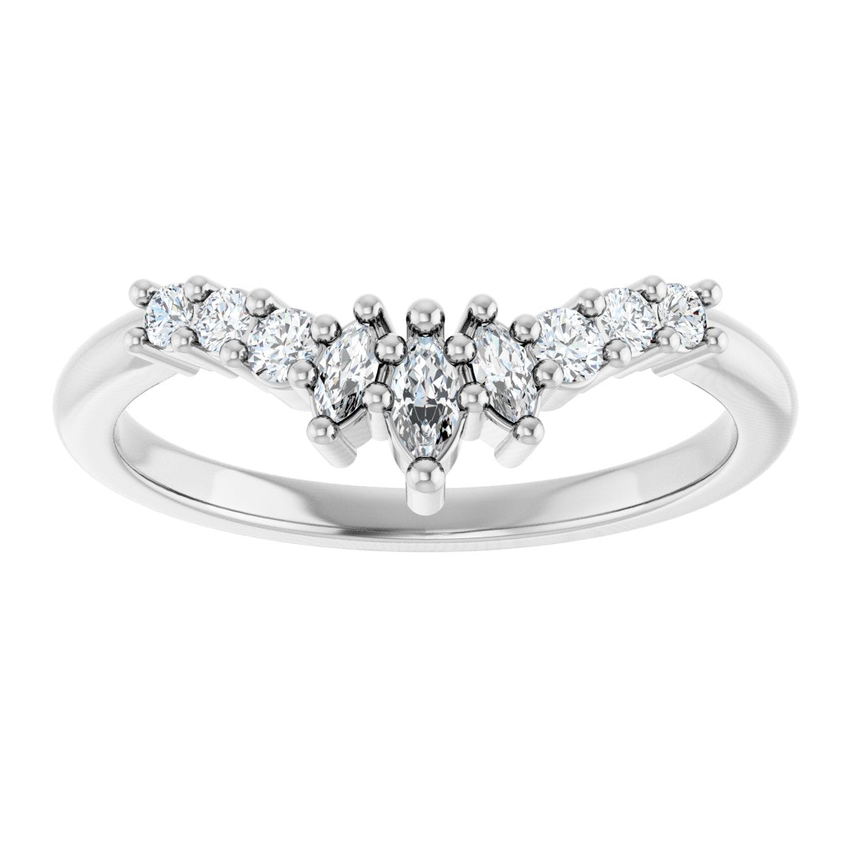 1/4 Ctw Marquise Lab-Grown Diamond Contour Band - White Gold - Lab Grown Diamond