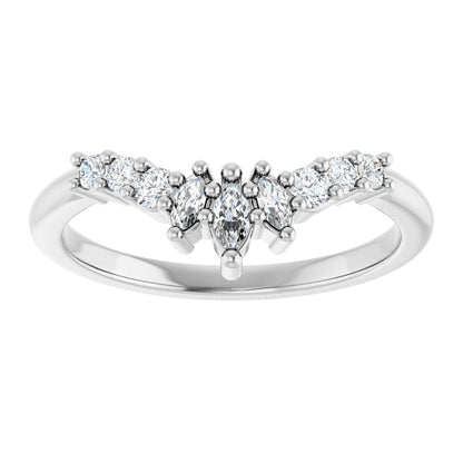 1/4 Ctw Marquise Lab-Grown Diamond Contour Band - White Gold - Lab Grown Diamond