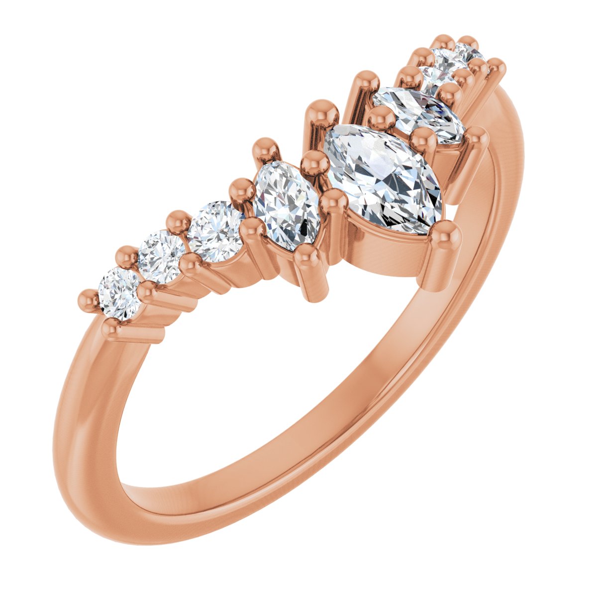 3/8 Ctw Marquise Lab-Grown Diamond Contour Band