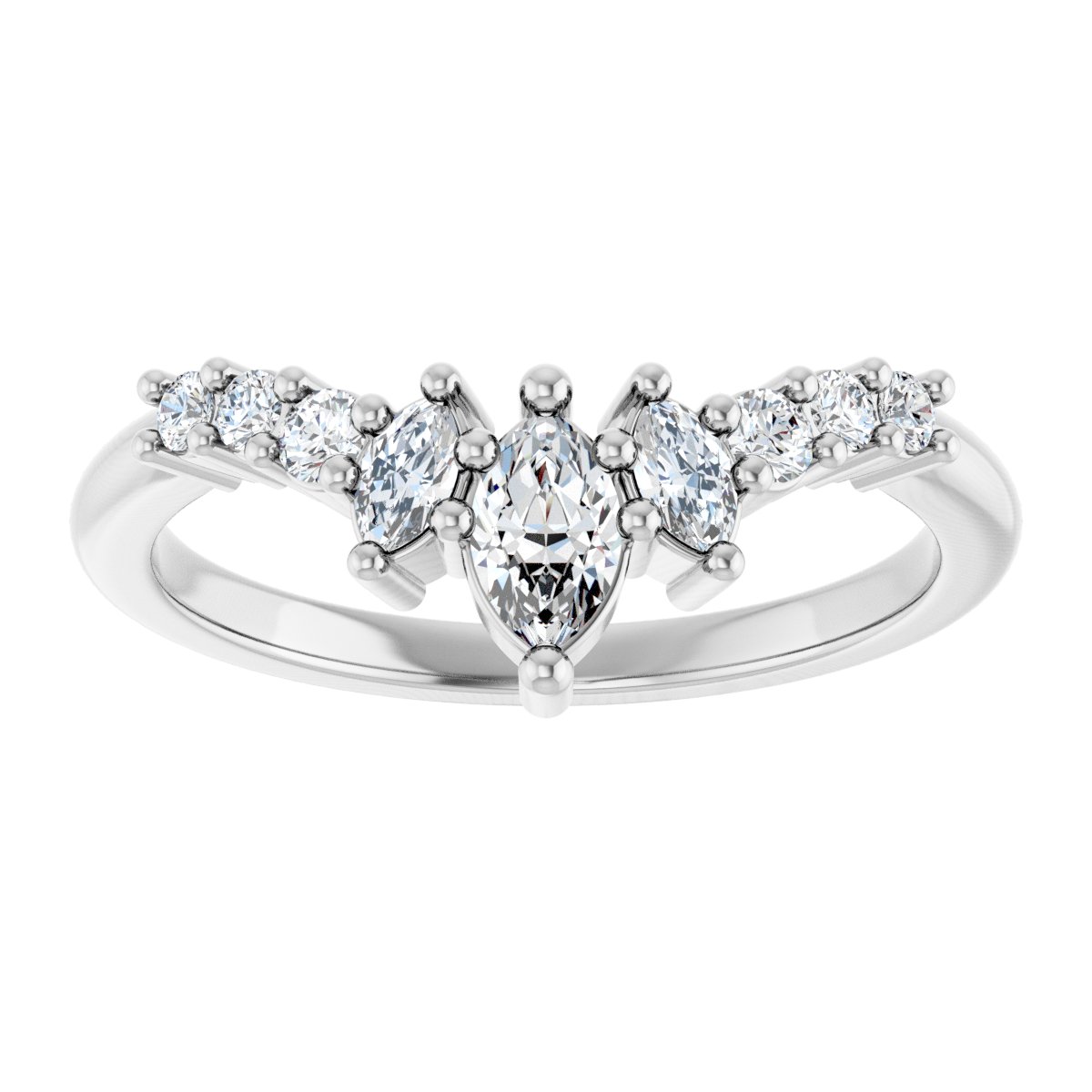 3/8 Ctw Marquise Lab-Grown Diamond Contour Band - White Gold - Lab Grown Diamond