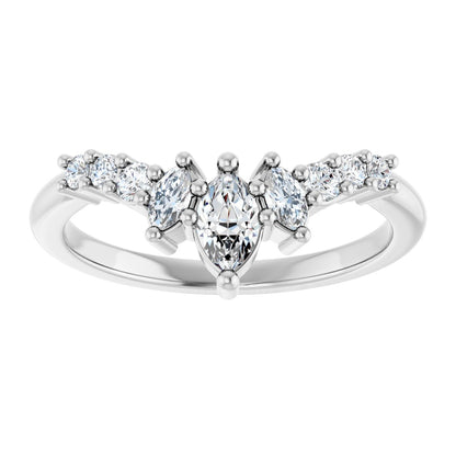 3/8 Ctw Marquise Lab-Grown Diamond Contour Band - White Gold - Lab Grown Diamond