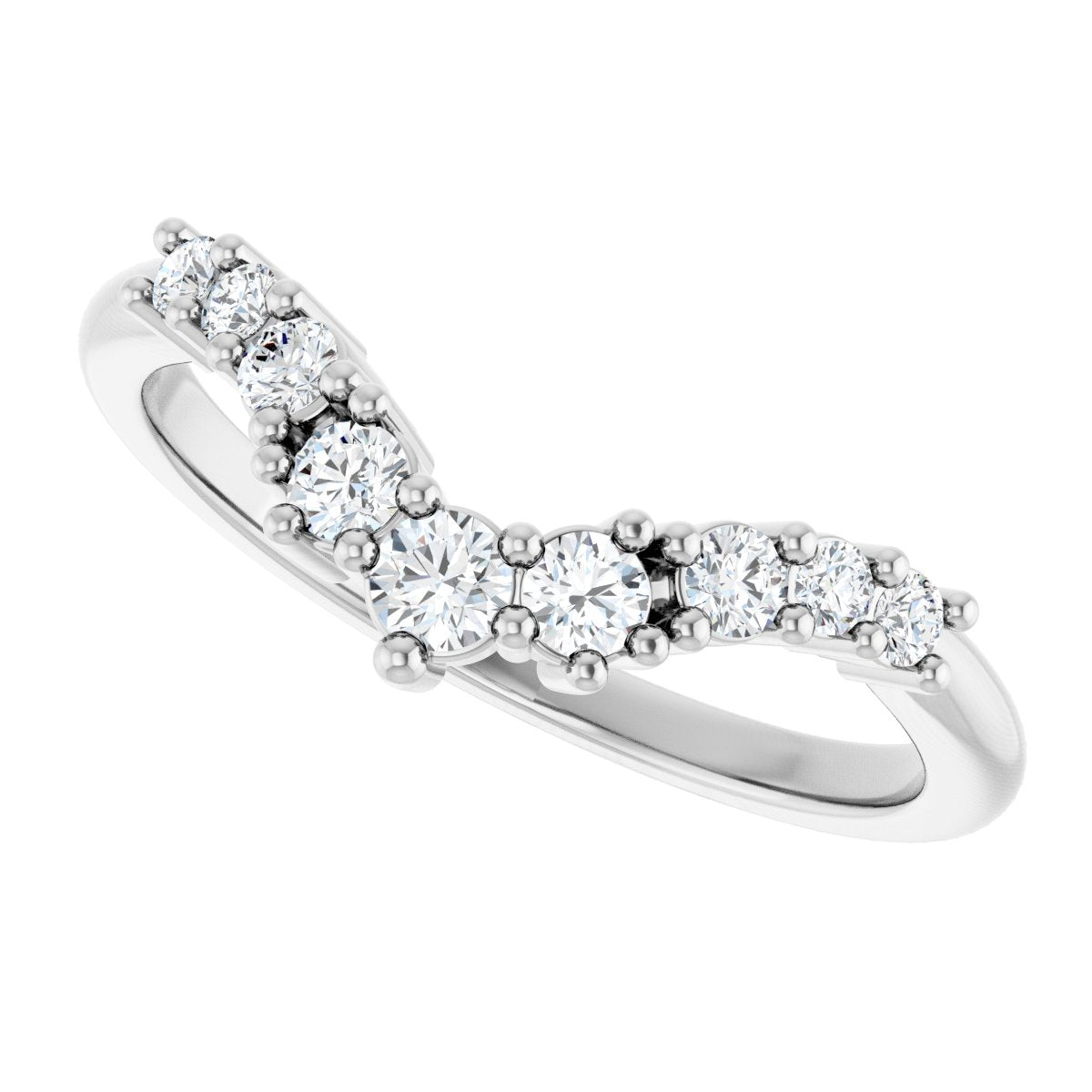 1/4 Ctw Lab-Grown Diamond Contour Band - White Gold - Lab Grown Diamond