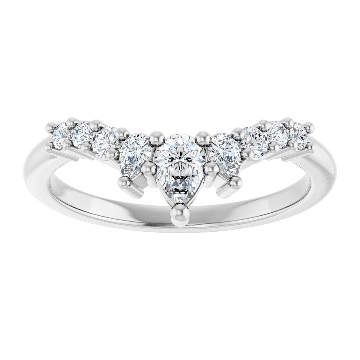 1/2 Ctw Pear Lab-Grown Diamond Contour Band - White Gold - Lab Grown Diamond