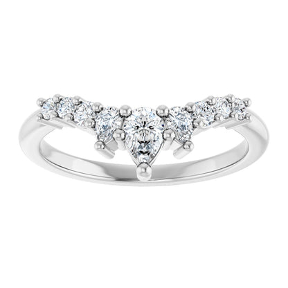1/2 Ctw Pear Lab-Grown Diamond Contour Band - White Gold - Lab Grown Diamond