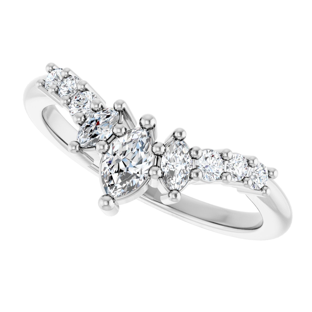 3/8 Ctw Marquise Lab-Grown Diamond Contour Band - White Gold - Lab Grown Diamond