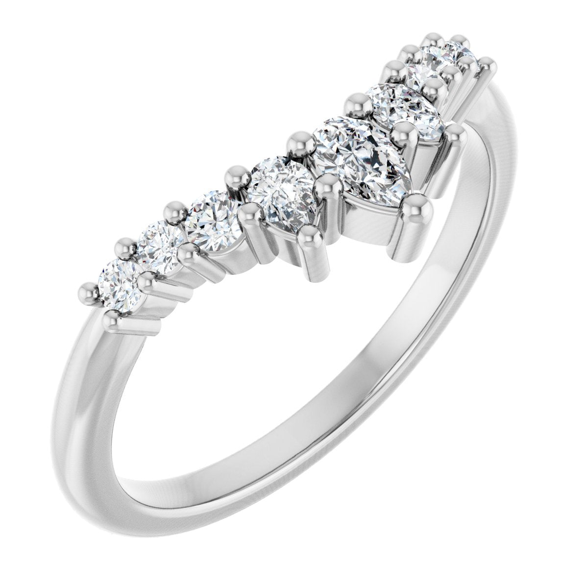 3/8 Ctw Lab-Grown Diamond Contour Band - White Gold - Lab Grown Diamond